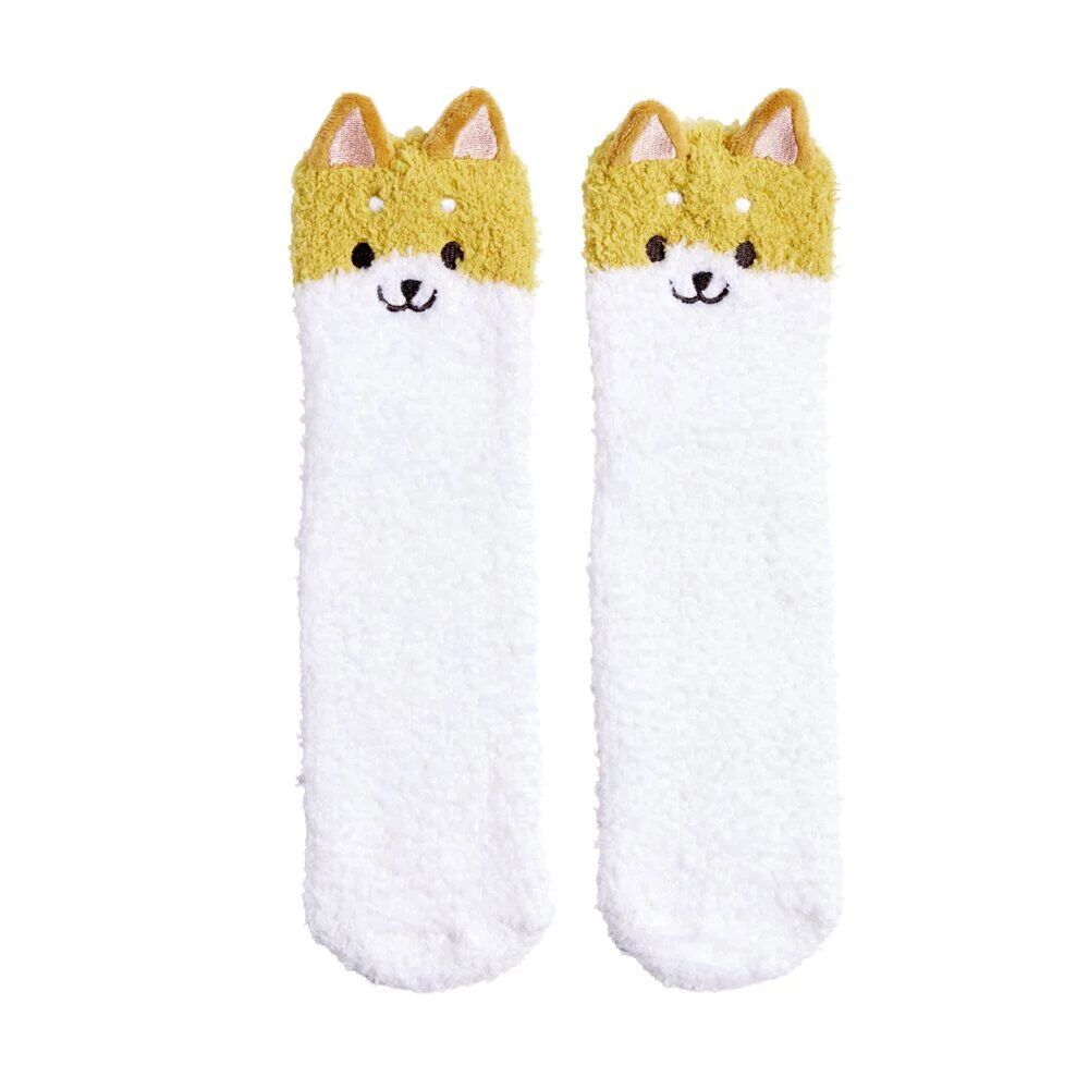Chaussettes corgi mixte blanc et orange - Taille unique