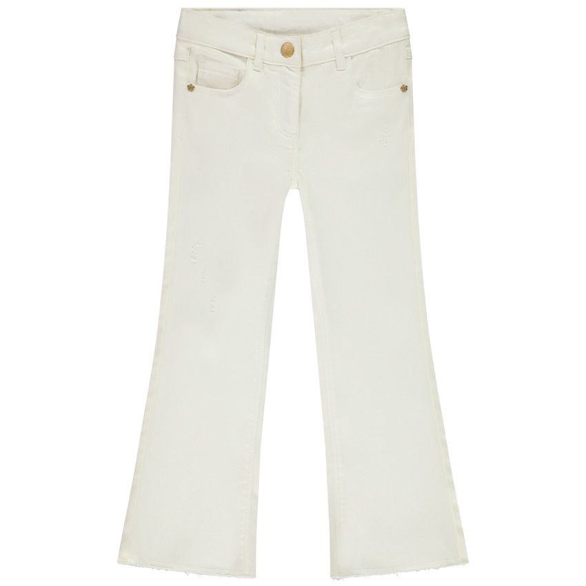 Jean trompette finition raw cut pour fille - Ecru