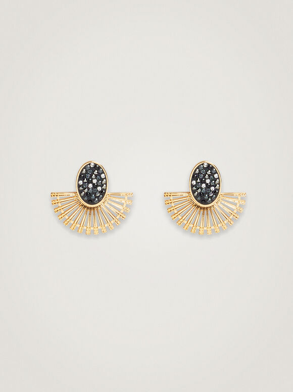 Brincos dourados com strass - Multicoloridos