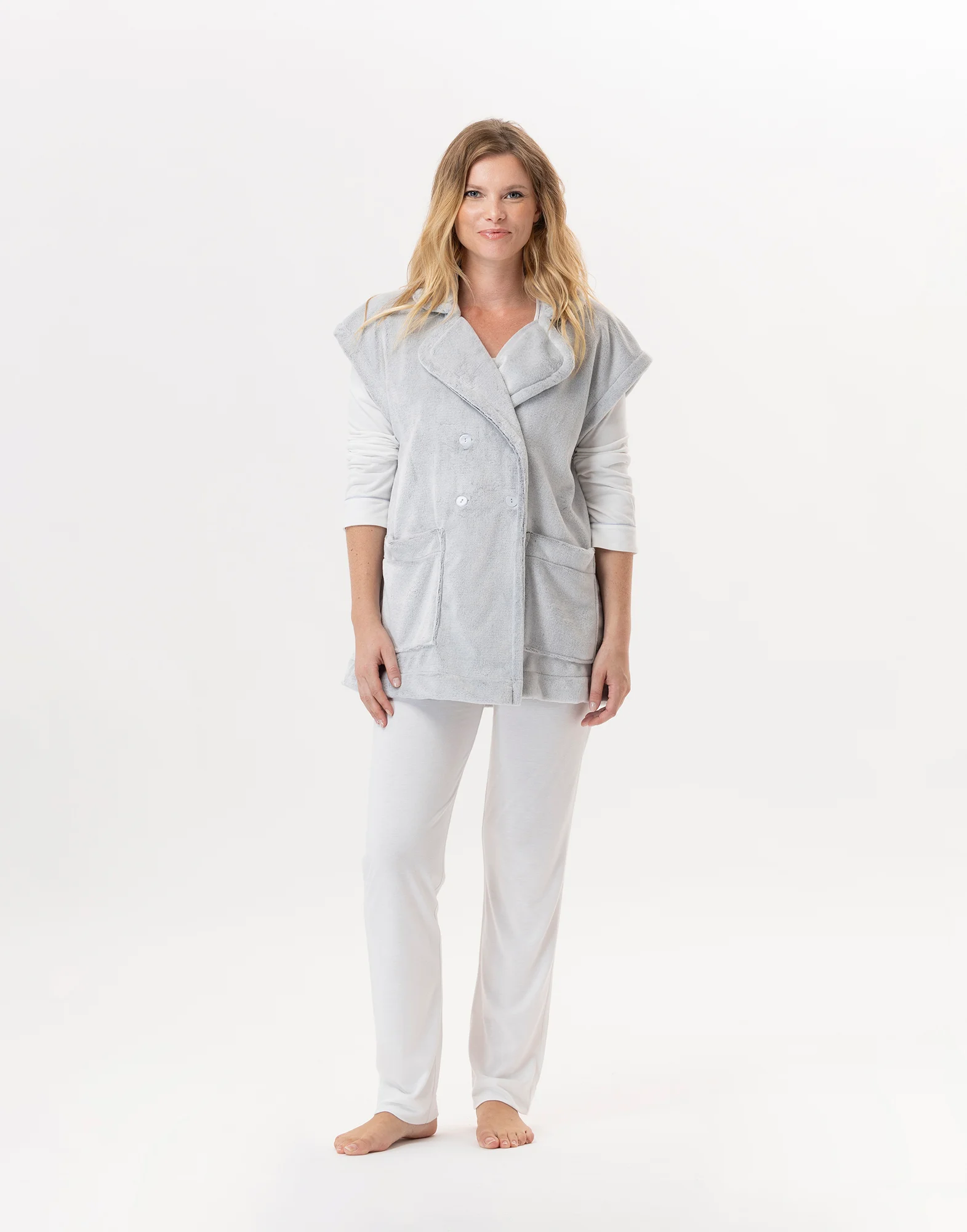 ESSENTIEL 876 - Veste en peluche flanelle | Gris