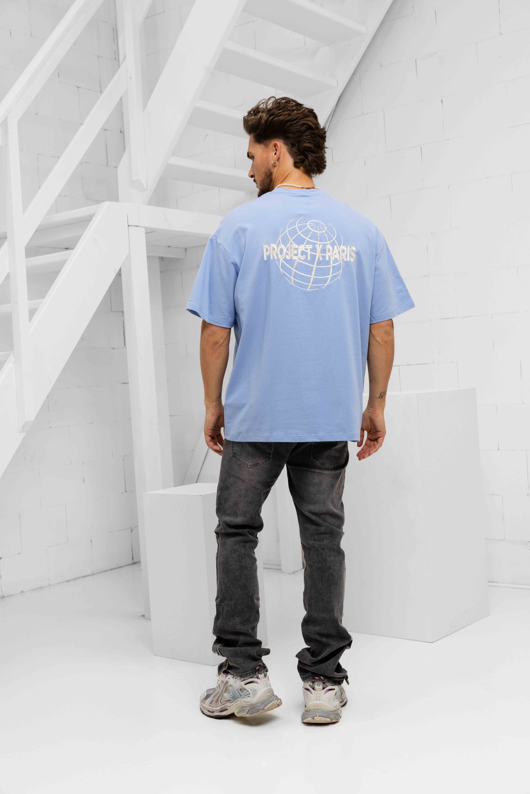 Project X Paris Motif Planète T-Shirt Heren Blauw
