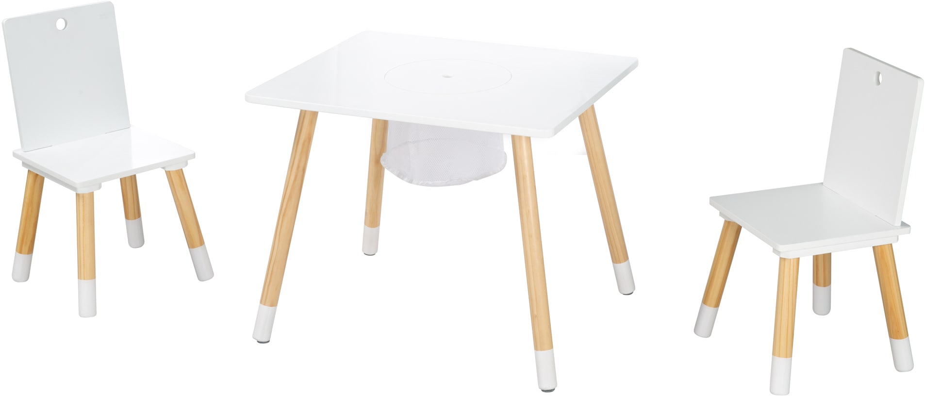 roba® Kindersitzgruppe »Sitzgruppe mit Aufbewahrungsnetz, weiss« aus Holz