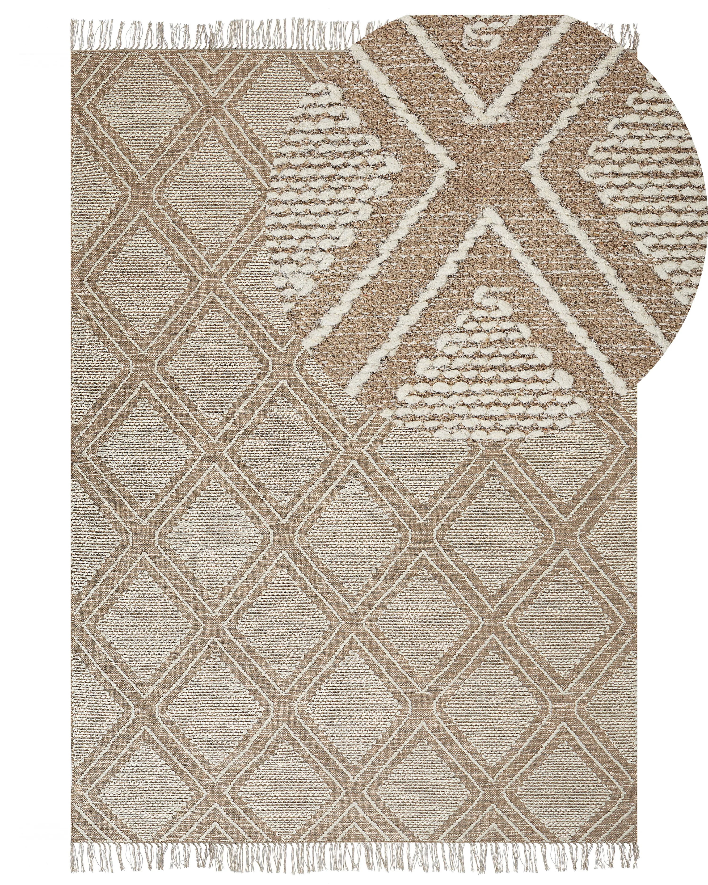 Vloerkleed KACEM Beige 160 x 230 cm Katoen