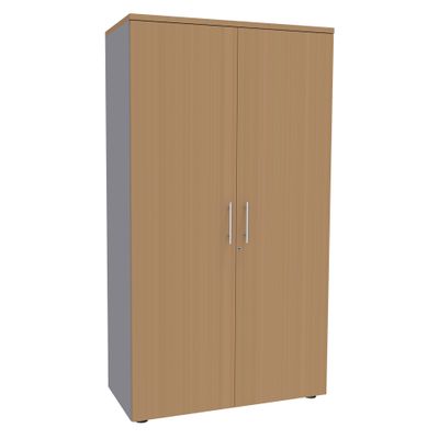 Armoire haute IDRA/DUAL - H180 x L80 x P47 - 2 portes - Corps alu - Portes et dessus imitation Hêtre