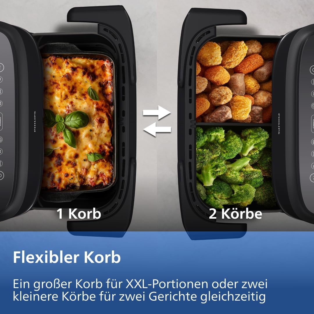 Philips Airfryer 1000 Series Flexible Basket - 7,1 L Fassungsvermögen, RapidAir-Technologie, 10 Kochfunktionen, 90% weniger Fett, kompaktes Design, HomeID-Rezept-App (NA154/00)