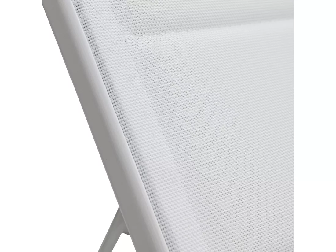 Lot de 2 bains de soleil BARBADOS en textilène blanc - aluminium blanc - HAPPY GARDEN