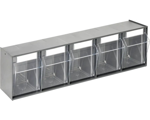 INDUSTRIEEL klein materiaalmagazijn, 5 compartimenten, 60 x 16,4 x 11 cm, antraciet