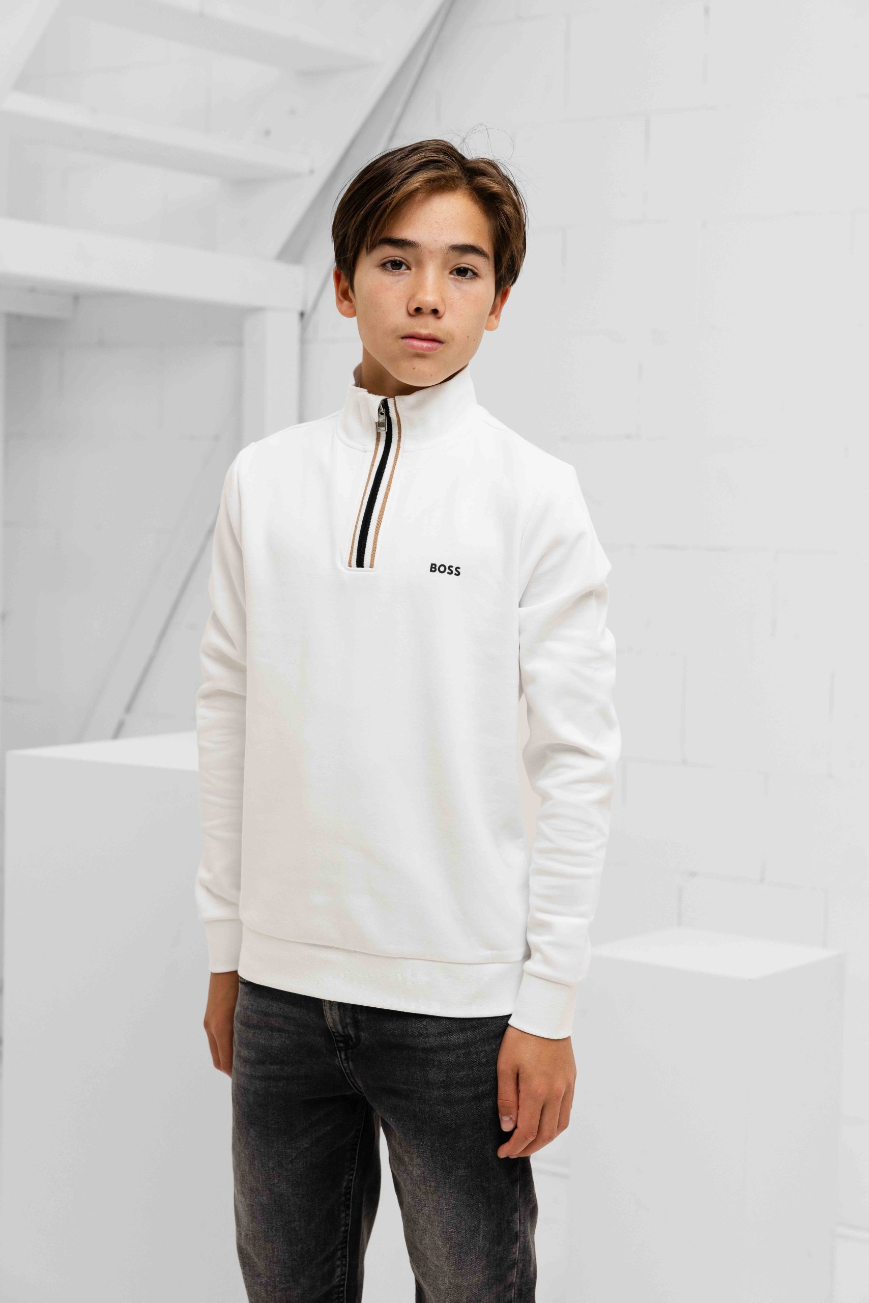 Hugo Boss Half Zip Sweater Kids Wit
