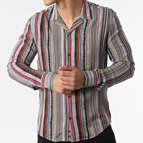 Chemise Manches Longues G-9035 Gris Rouge