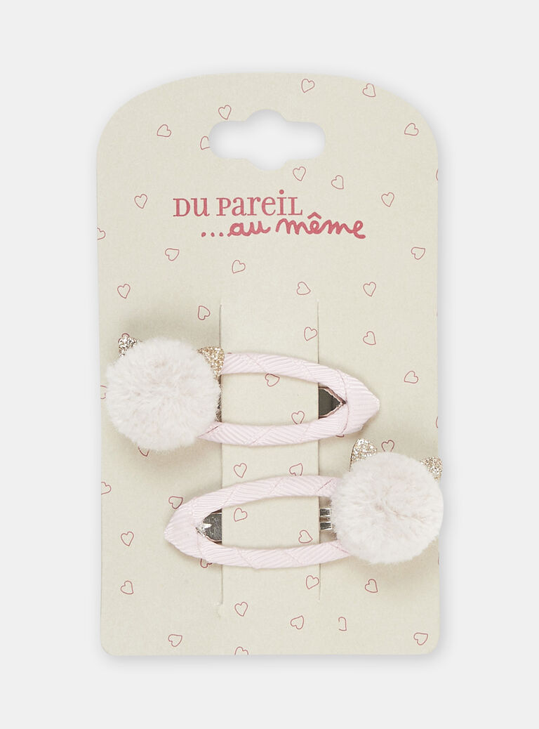 2 barrettes roses oreilles de chat fille