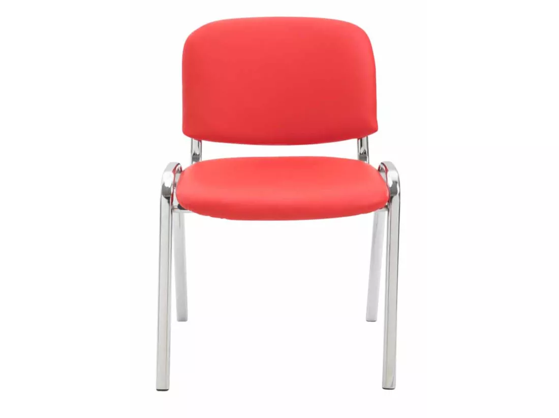Lot de 4 Chaise de conférence - Similicuir & Métal chromé - Rouge - Ken