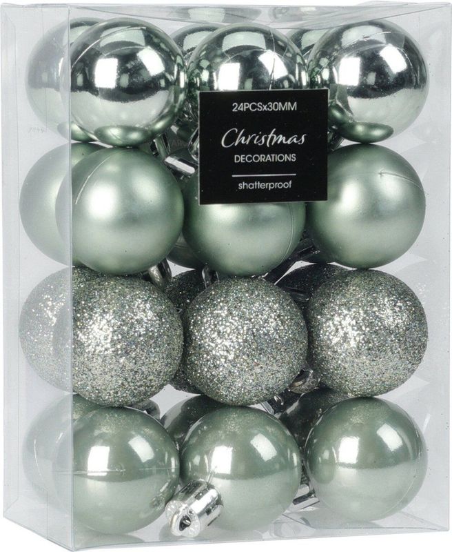 Christmas Decoration Kerstballen - 16x - 5 cm - kunststof - mintgroen