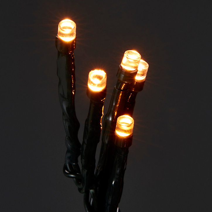 Guirlande lumineuse LED intérieure et extérieure blanc chaud câble vert 8 fonctions 25 m