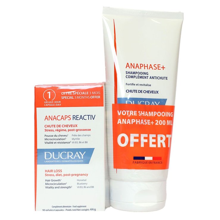 Anacaps Reactiv 90 gélules et Anaphase+ shampoing 200ml