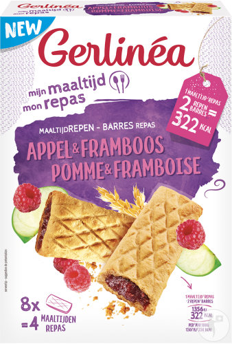 Gerlinéa Mon Repas Barres Fourrées Pomme Et Framboise 8 Pièces