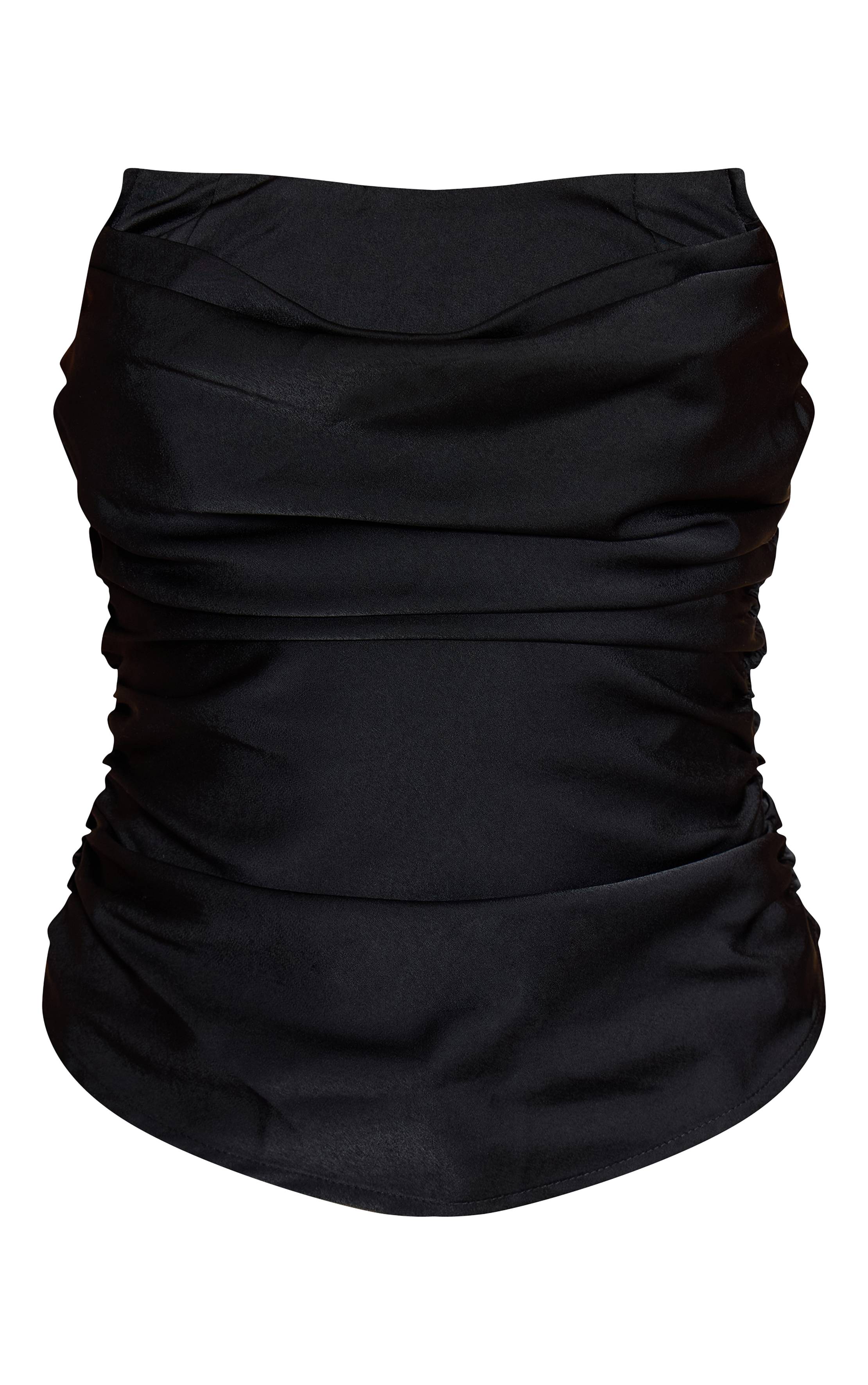Noir Corset Froncé En Satin