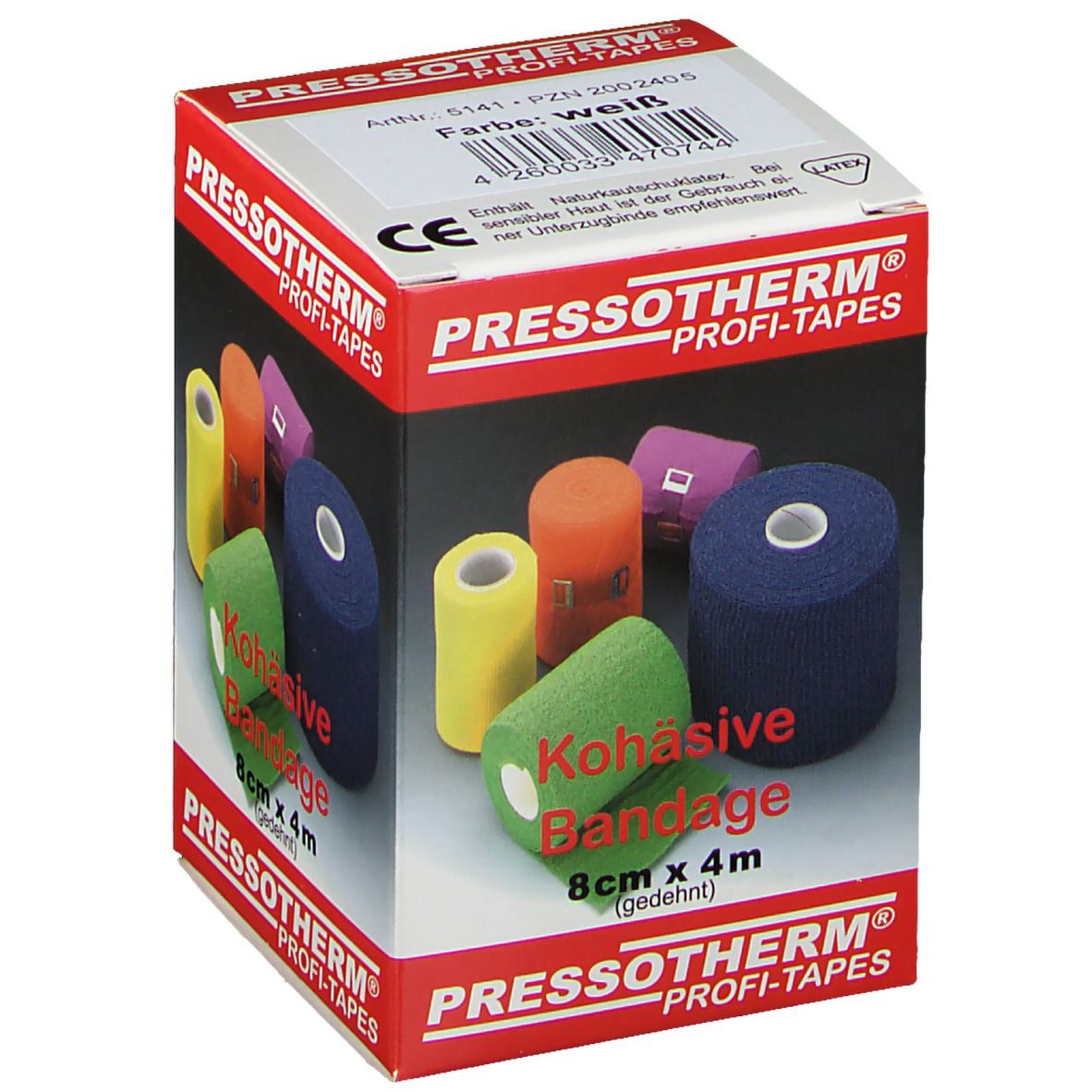 Pressotherm® Kohäsive Bandagen 8 cm x 4 m weiß