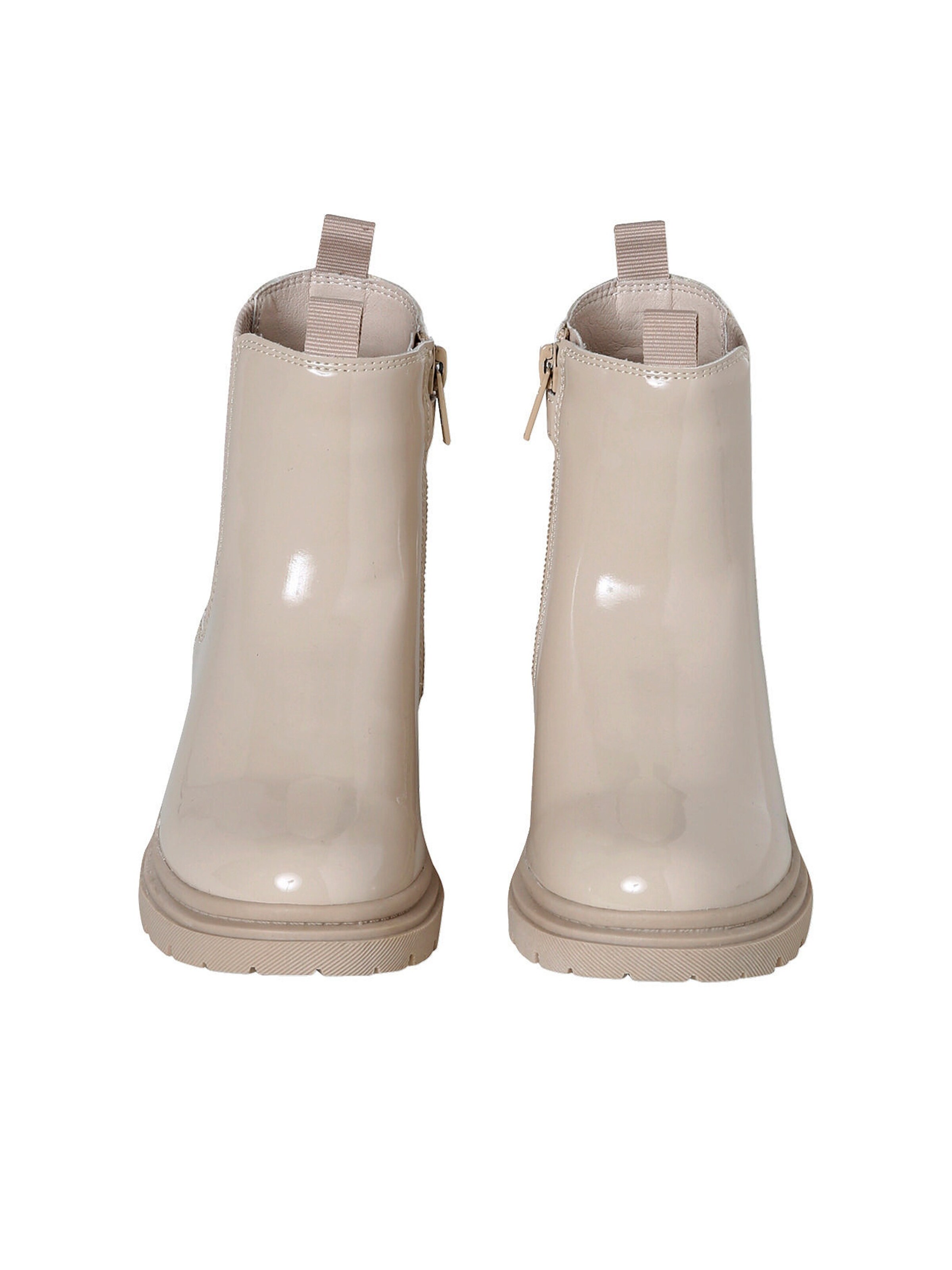 Vertbaudet Mädchen Lack-Boots mit Reißverschluss und Gummizug wollweiß