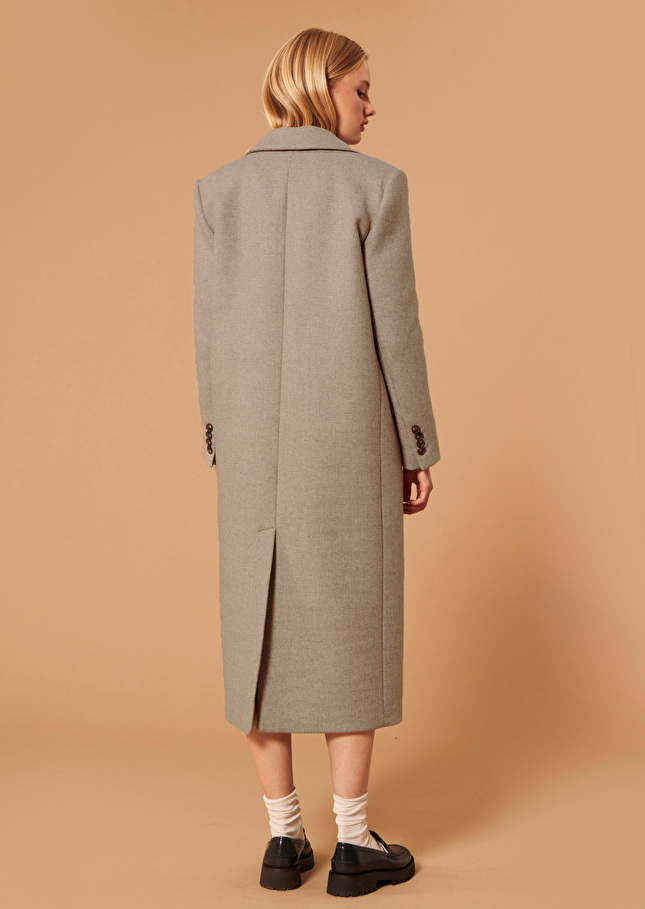 Manteau Mattiebeige en drap caban