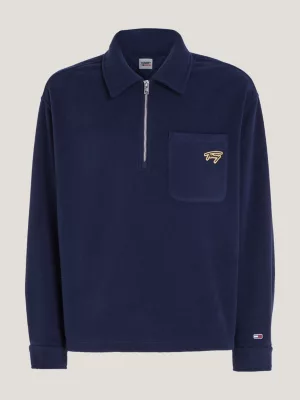 Moletom Signature Logo Relaxed Fit com Meio Zíper