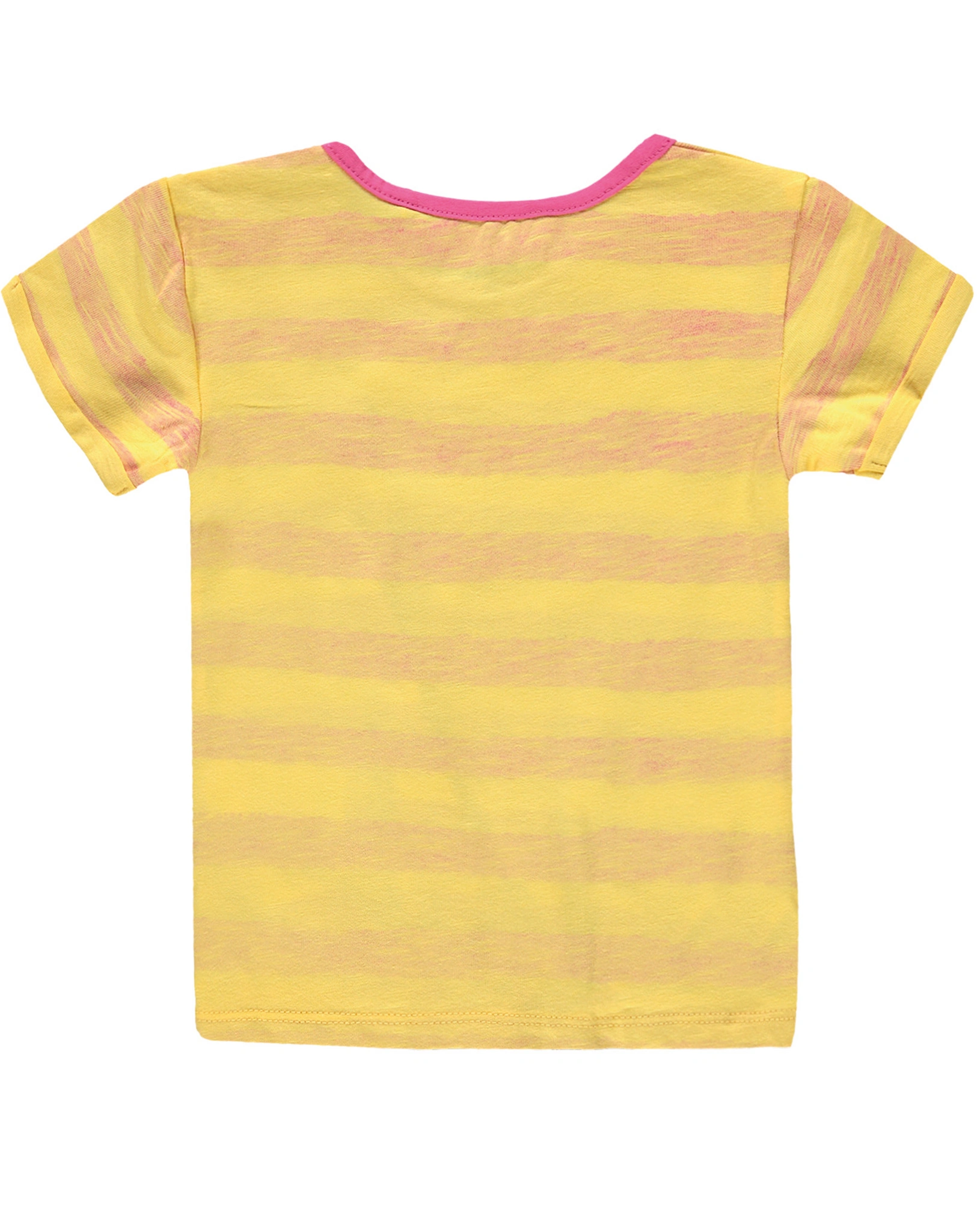 T-Shirt LOVE & HAPPINESS gestreift in gelb/pink
