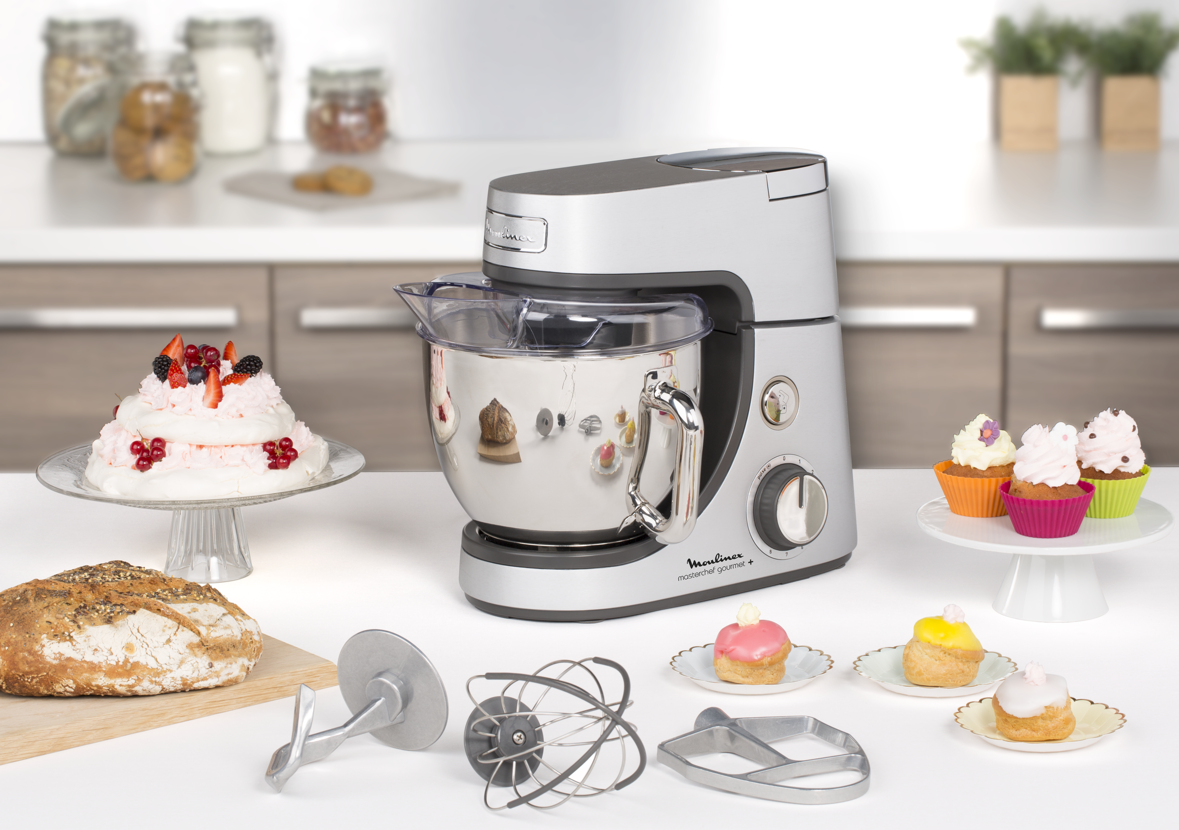 Masterchef Gourmet+, Robot pâtissier, 1110W, 4,6L, pétrin, batteur, fouet