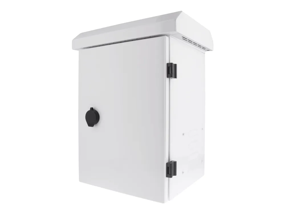 DELTACO - Kabinet - kompakt - låsbar, IP55 - pælmonterbar, vægmonterbar - hvid - 6U