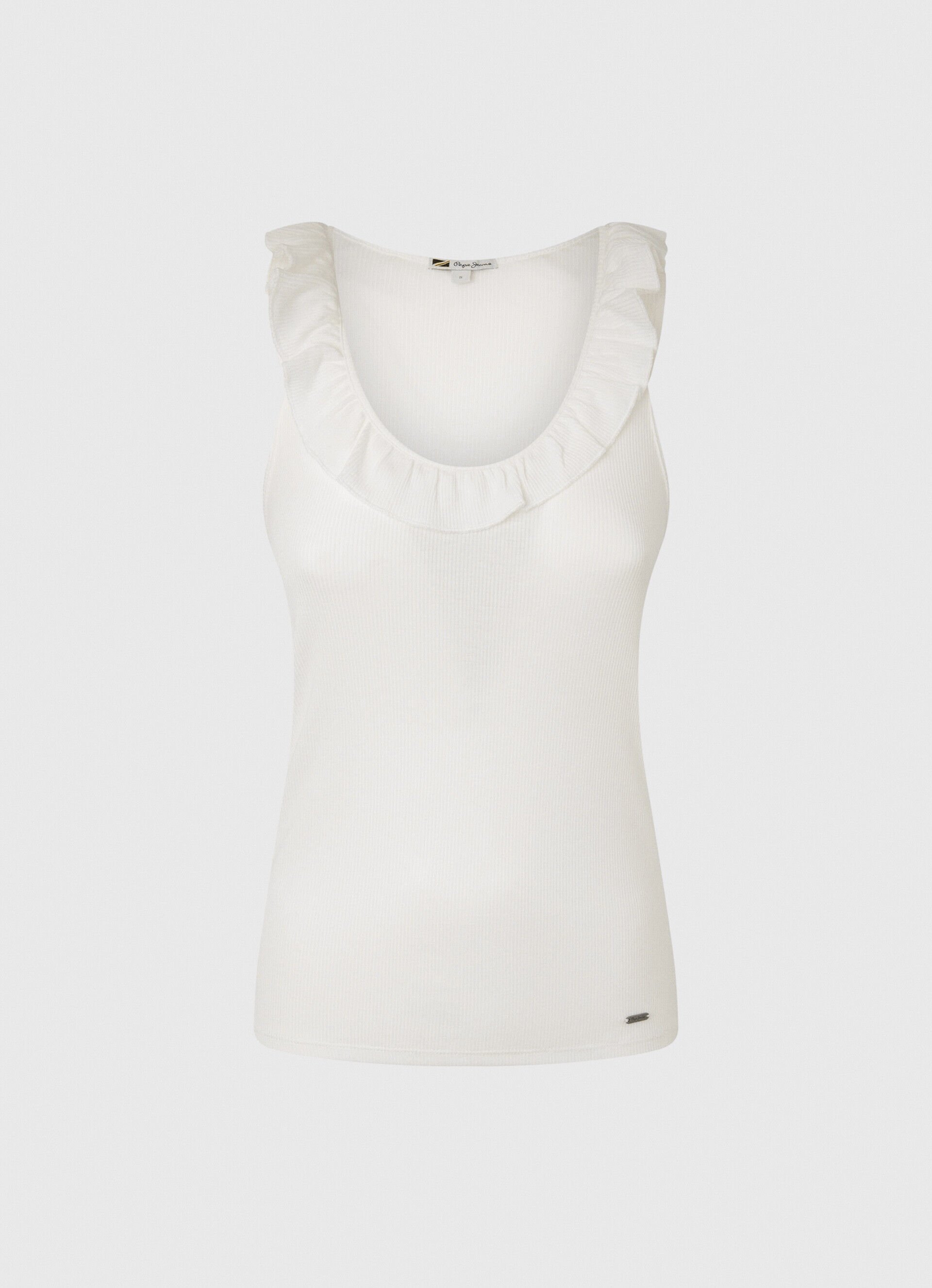 Camiseta branca com decote franzido