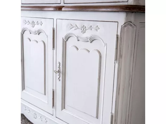 Buffet vaisselier 3 portes vitrées Bois Blanc - Château Interior's
