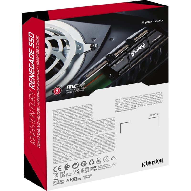 Kingston Technology 1000G RENEGADE PCIe 4.0 NVMe SSD W/ Radiateur de dissipation thermique