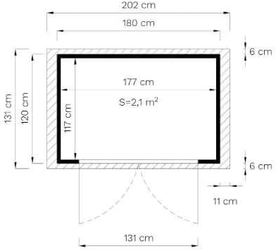 Gerätehaus Alisha aus Fichten-Holz, Gartenhaus mit 14mm Wandstärke, Holzhaus inklusive Montagematerial, Geräteschuppen Größe: 202 x 131 cm, Satteldach