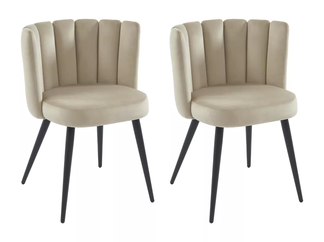 Lot de 2 chaises en velours et métal noir - Beige - PRANILA de Pascal MORABITO