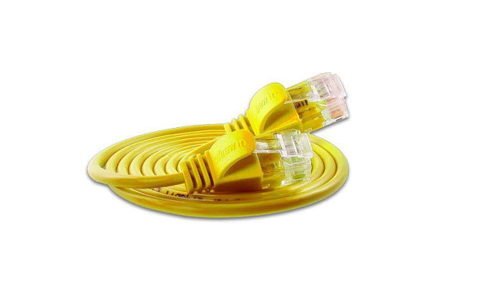 Slimpatchkabel RJ-45 - RJ-45, Cat 6, UTP, 1.5 m, GelbLightpatchkabel rund, ungeschirmtes Twisted-Pair-Kabel (U/UTP) mit Klinkenschutz