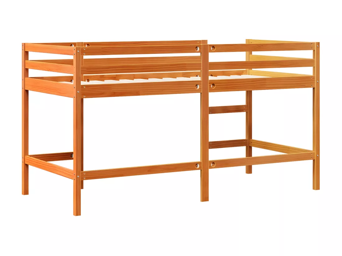 Lit mezzanine enfants avec échelle 90x190 cm bois de pin massif
