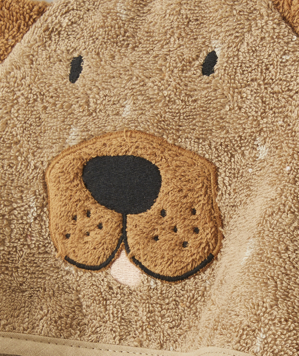 TRIXIECAPE DE BAIN BEIGE CHIEN EN COTON BIO BÉBÉ