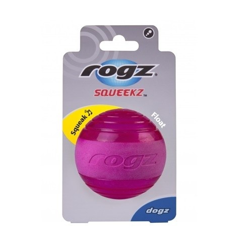 Bola saltitante rosa Rogz Squeekz para cães