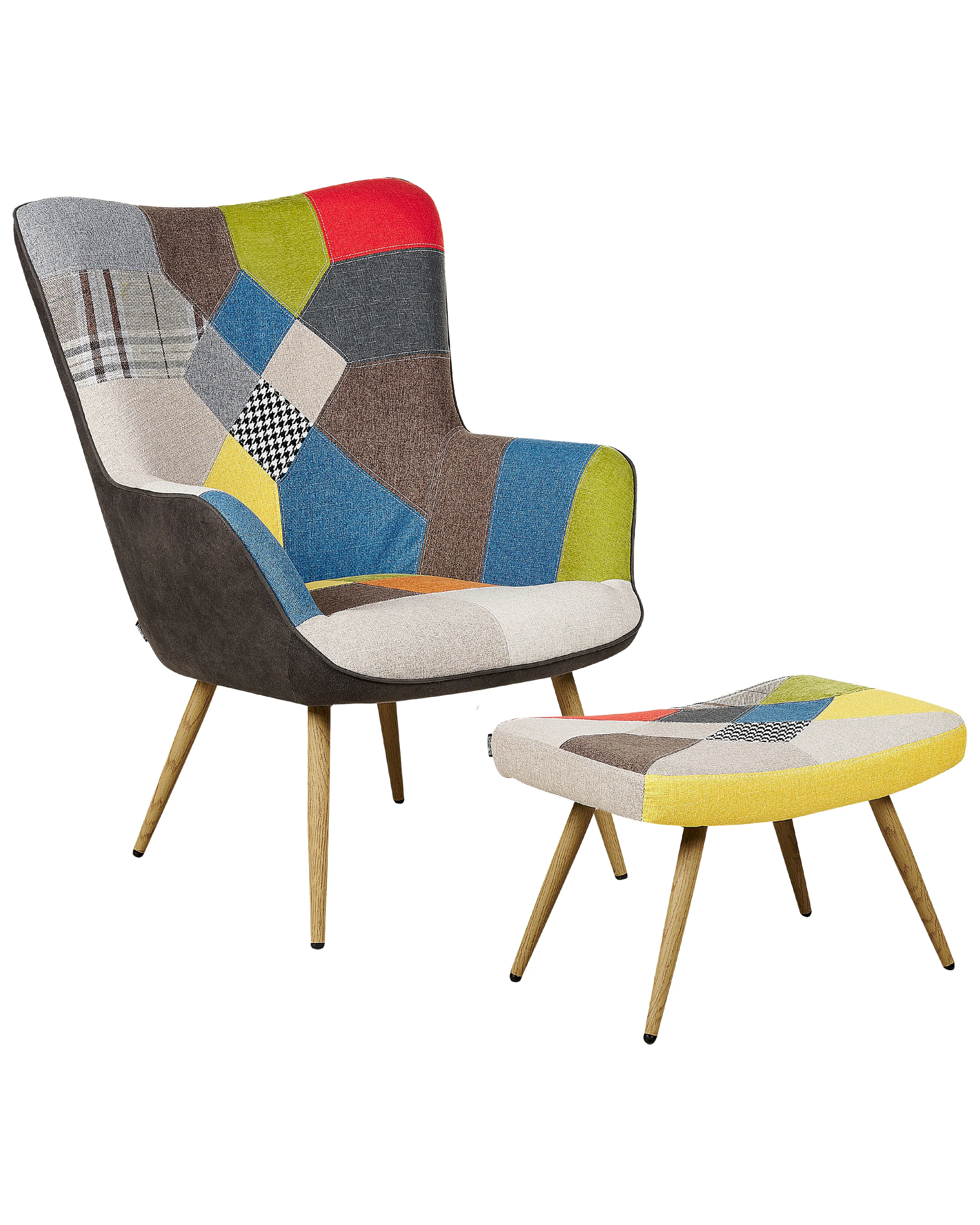 Oorfauteuil VEJLE met voetenbank Stof Meerkleurig