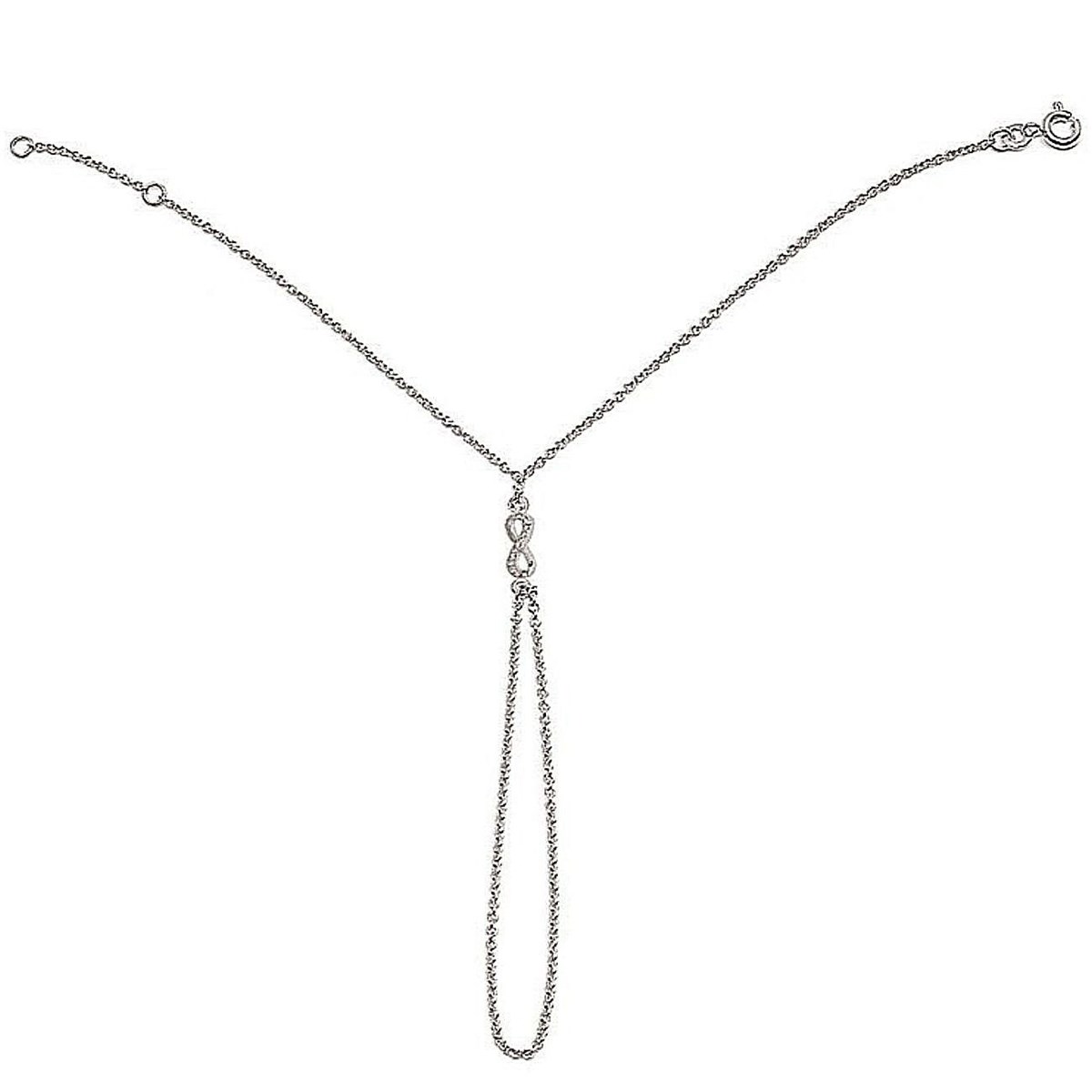 Chaine de main bracelet bague breloque infini en argent 925 °/00 22cm