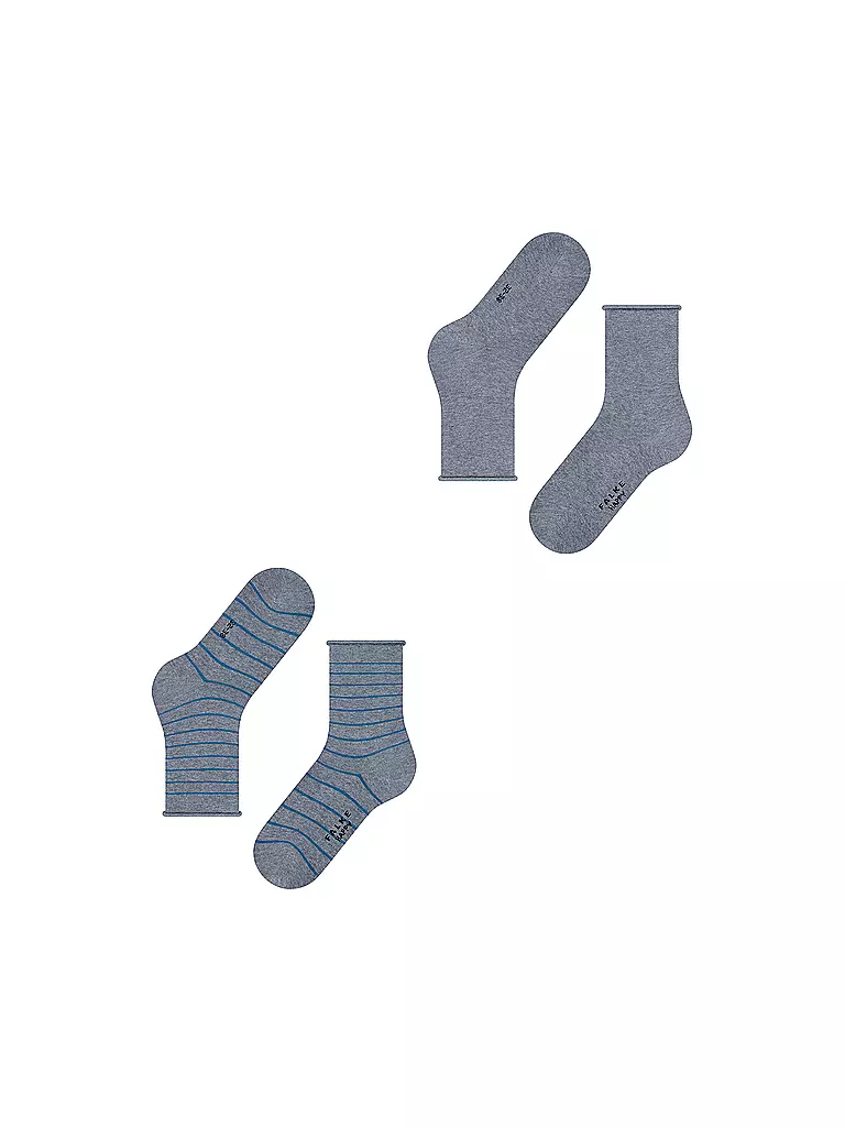 FALKE Sneakersocken Happy Stripe 2er Pkg light greymel. grau