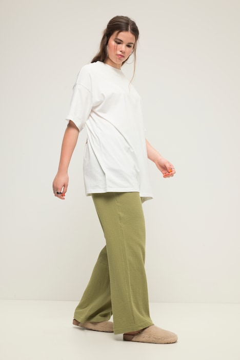 Hose, wide Legs, Musselin, Elastikbund