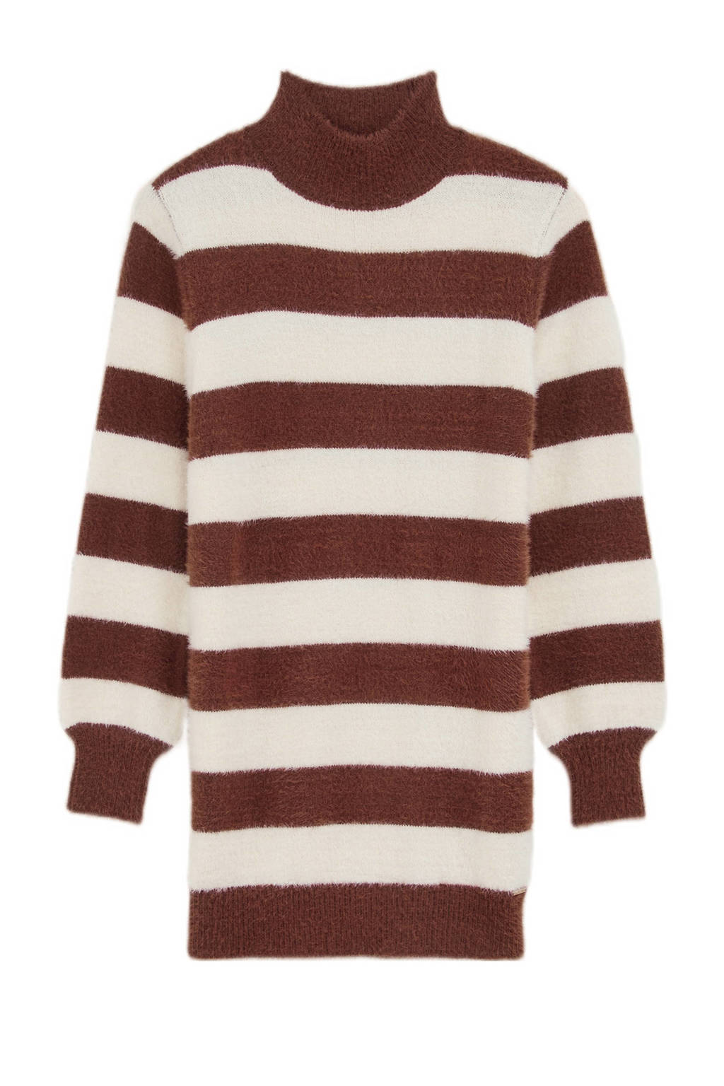 WE Fashion gestreepte jurk bruin/ecru