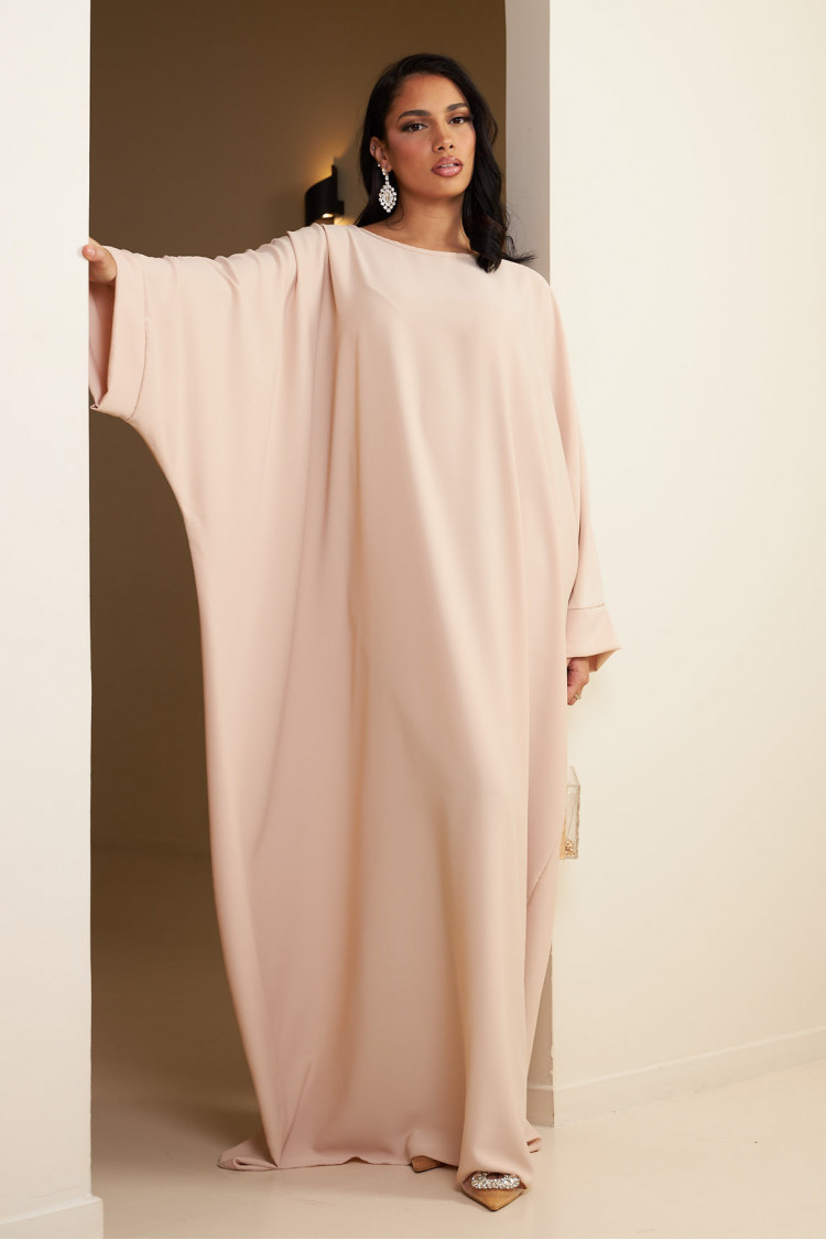 Abaya beige satinée uni