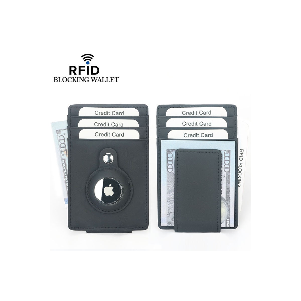 RFID-kortholderlommebok med AirTag holderveske Sort