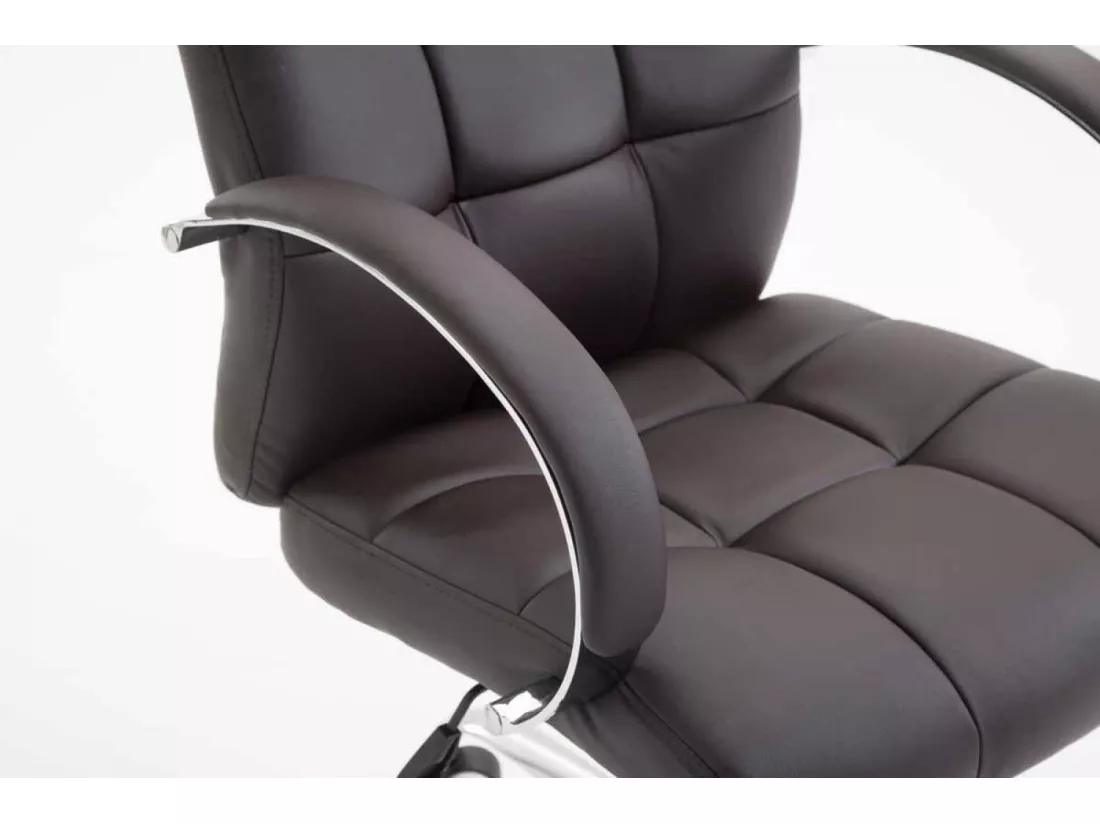 Chaise de bureau - Similicuir & Métal chromé - Marron - Mikos