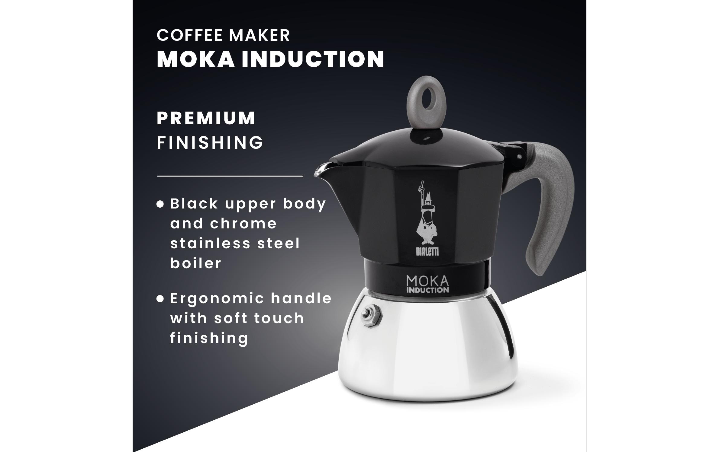 Espressokocher New Moka Induktion 6 Tassen, SchwarzItalienische Espressokanne – ein Design-Klassiker