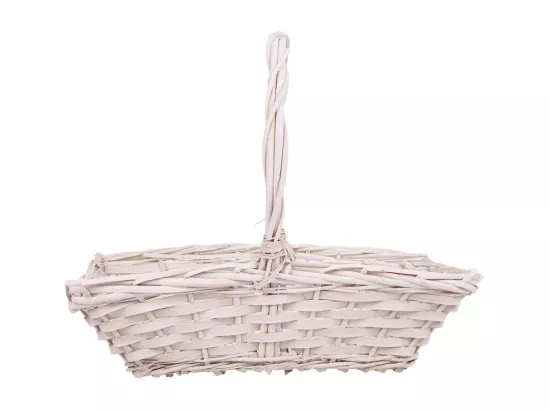 Set de 3 paniers en osier doublés blancs