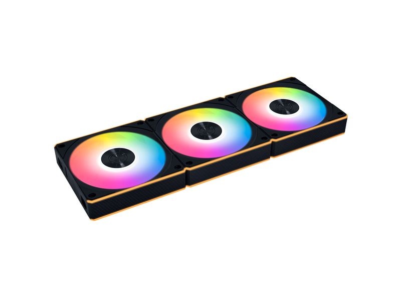 Lian Li PC-Lüfter UNI FAN CL 120 mm Schwarz 3er-Pack 120-mm-RGB-Lüfter mit Push-to-Connect-Technologie, drahtloser Steuerung und dualer RGB-Beleuchtung