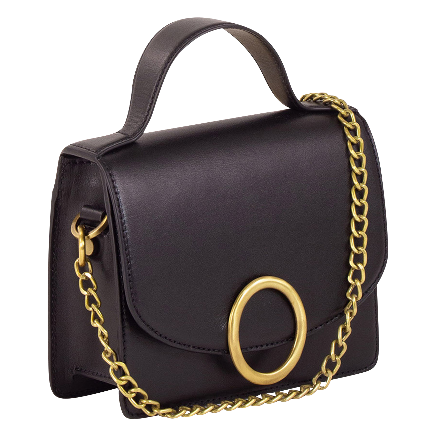 THEAO MIMI - Sac bandoulière à rabat en cuir| Noir