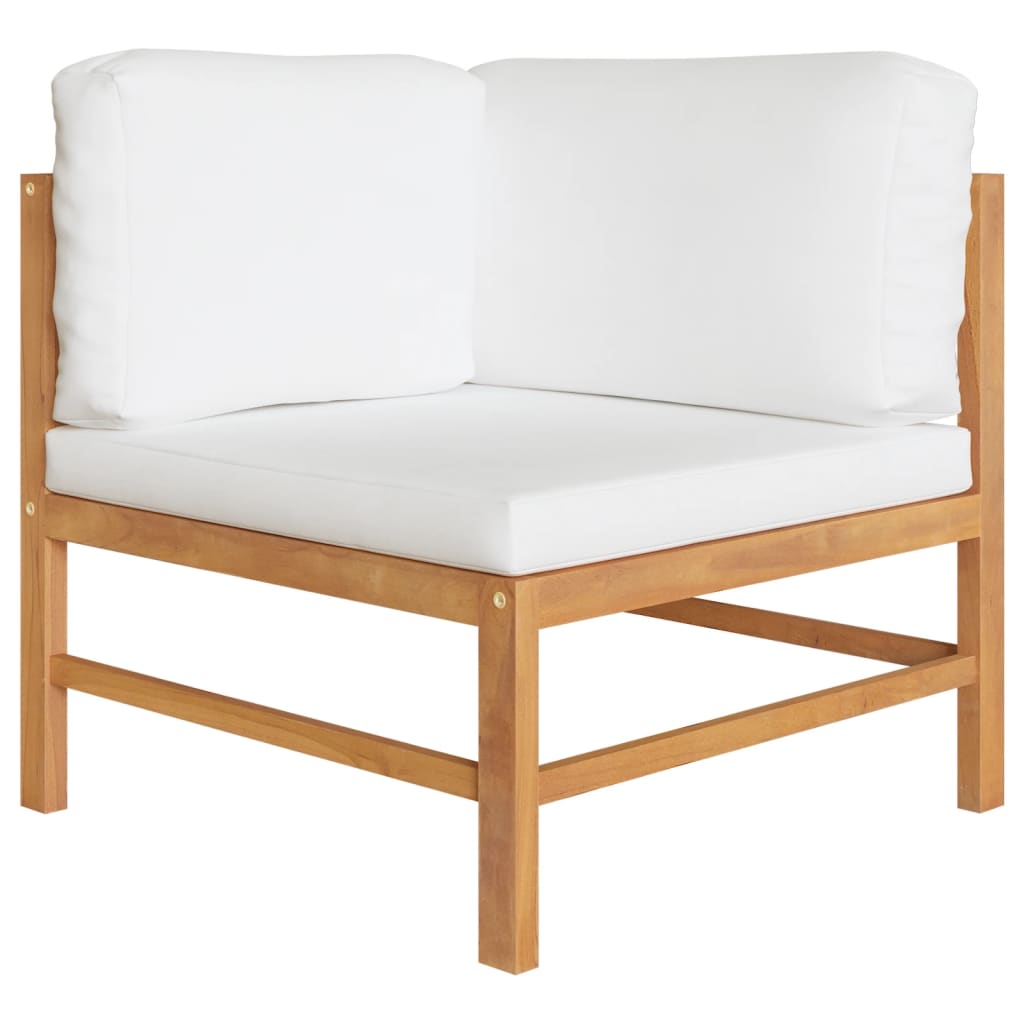 Salon de jardin meuble d'extérieur ensemble de mobilier 6 pièces avec coussins crème bois de teck solide