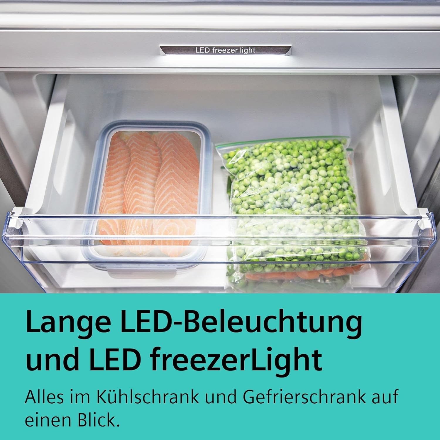 SIEMENS KG49NAIBT, iQ500, Stand-Kühl-Gefrier-Kombination, 203 x 70 cm, 311 L Kühlen & 129 L Gefrieren, Gefrierbereich unten, NoFrost, hyperFresh, freezerLight, Gebürsteter Stahl